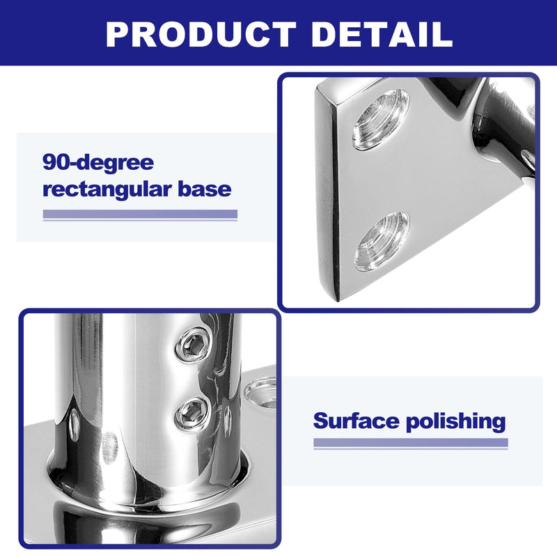 uxcell Boat Hand Rail Fitting 90 Degrees, 2Pcs Marine 316 Stainless Steel Rectangular Base, Silver