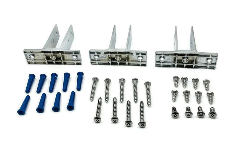 Harris Hardware 15516 Urinal Screen Pack 3 Polished Chrome Die Cast Zamac 2-Ear Urinal Screen Brackets for 1 in. Panels with Fasteners