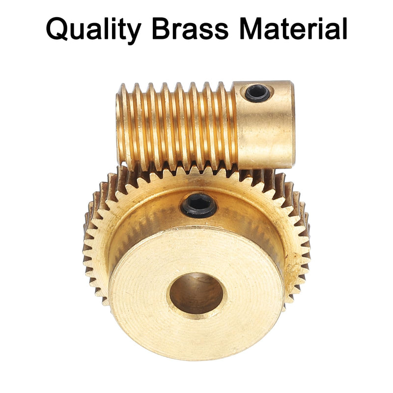 uxcell Worm Gear Set - 0.5 Module 50:1 Reduction Rate 6mm Hole Dia Gear Shaft and 6mm Hole Dia Gear Wheel 50T Drive Gear Box (Brass)