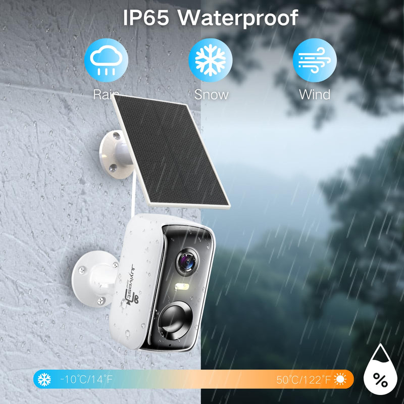 Security Cameras Wireless Outdoor, WIFI Cameras for Home Security with AI Motion Detection Spotlight Siren, Solar Panel Battery Powered, 2K Color Night Vision, 2-Way Talk, Waterproof, Cloud/SD Storage Q151SP-White