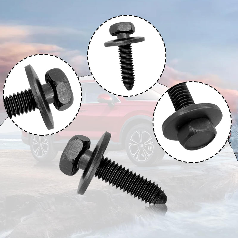10pcs M6 1.0 X 25mm Metric Hex Head Sems Bolts Body Bolts Screw Compatible with GMC Buick Chevrolet Cadillac 11503834, 20351035