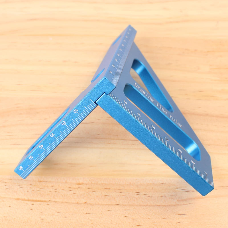3D Multi-Angle Measuring Ruler,45/90 Degree Aluminum Alloy Woodworking Square Protractor, Miter Triangle Ruler High Precision Layout Measuring Tool for Engineer Carpenter,Blue Blue(Metric)