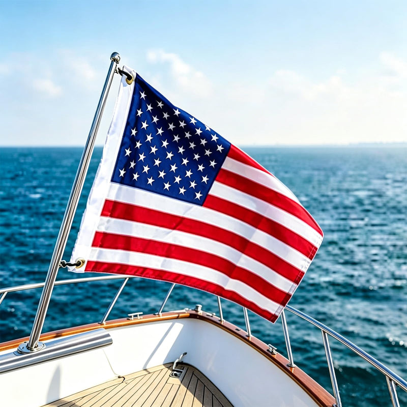 24-Inch Marine Flag Pole with Mount Base, 316 Stainless Steel Boat Flag Pole Holder for Yacht, Pontoon, Truck & Dock, Fits 3/4" ID Tube A