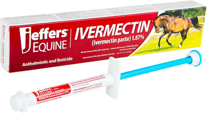 Jeffers Ivermectin Horse Dewormer, Single Dose, Apple Flavored, 1.87% Broad Spectrum Dewormer Paste
