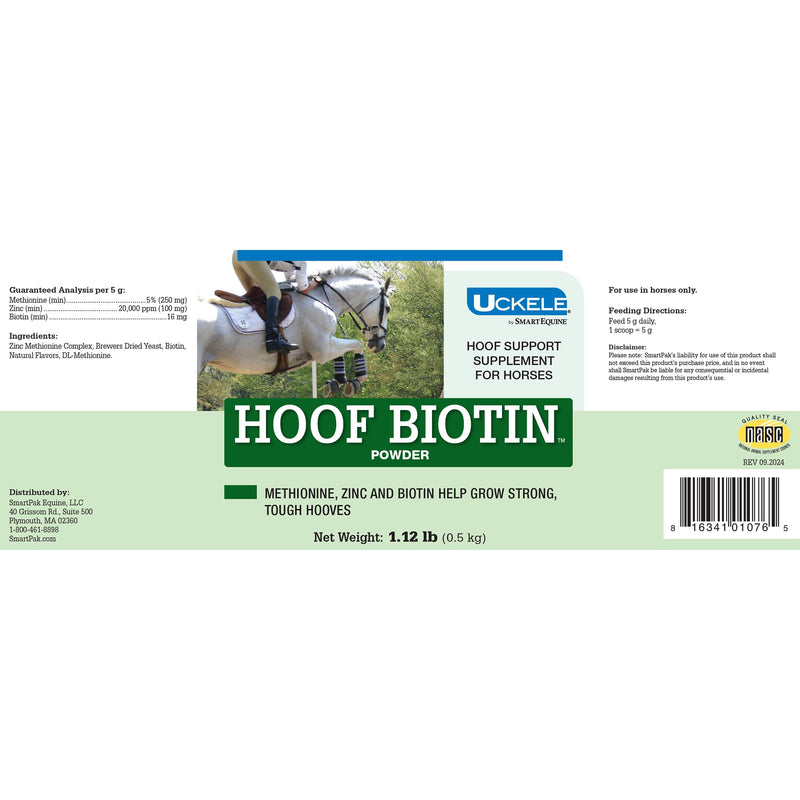 Uckele by SmartEquine Horse Biotin Powder | Hoof Supplement for Horses, Biotin for Horses Includes Zinc and Methionine | 18 oz Jar - PawsPlanet Australia