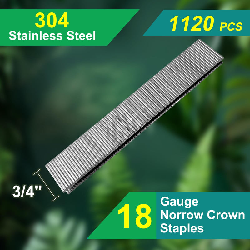 18 Gauge Norrow 1/4" Crown Staples 304 Stainless Steel 18 GA Staples for Pneumatic, Electric Stapler (3/4") 3/4"