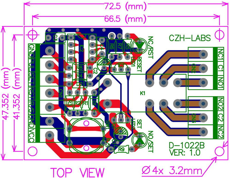 ELECTRONICS-SALON Panel Mount Momentary-Switch/Pulse-Signal Control Latching DPDT Relay Module,12V