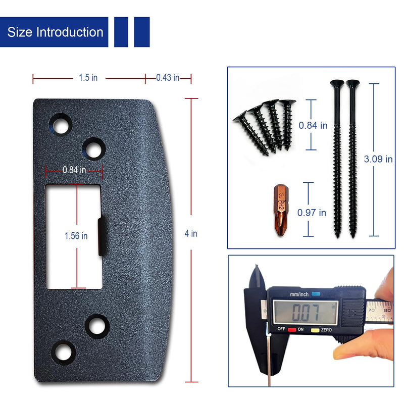 Door Strike Plate, Reinforced Enlarged Striker Plate with Large Hole, Heavy Duty,Oversized Striker to Repair Damaged Worn Frame/Slot/Jamb, Security Reinforcement Plate (Matte Black, 2 Pack) Matte Black