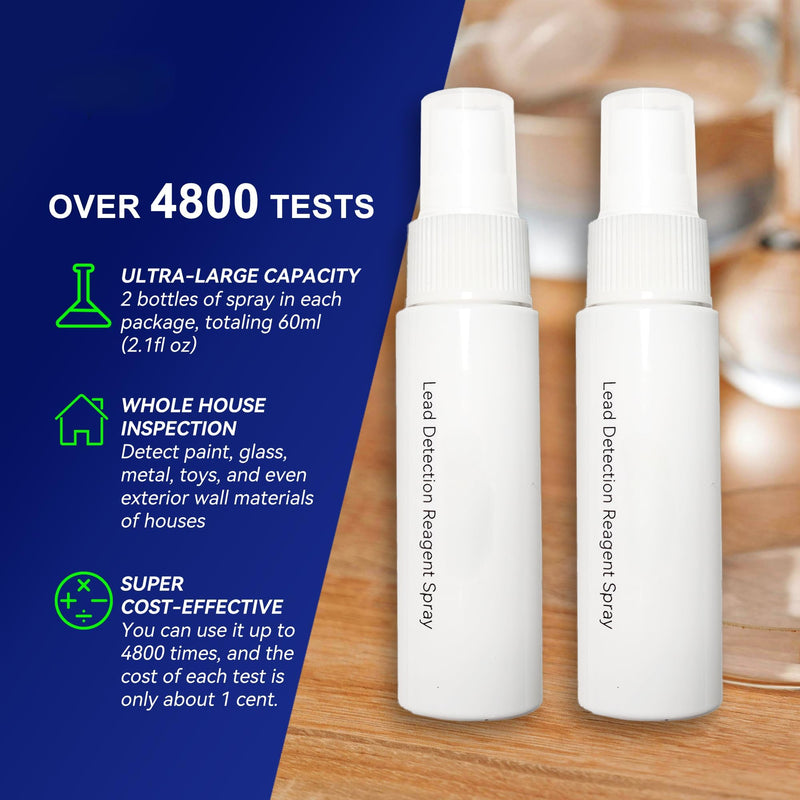 Instant Lead Detection Kit | Lead Test Kit for Paint, Ceramics & More UV Light Visible | Home Safety & Easy to Use | Up to 4800 Uses| Fast, Accurate Results | Lead Paint Test Kit