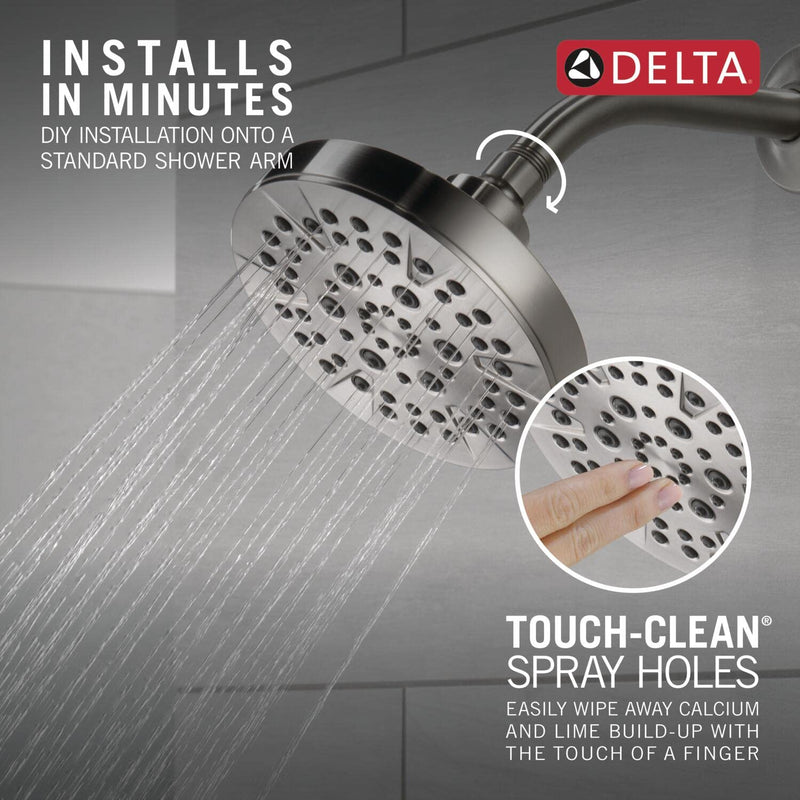DELTA FAUCET -faucet 5-Spray Chrome Shower Head, Shower Head Chrome, Showerheads, 1.75 GPM Flow Rate, Chrome 52535