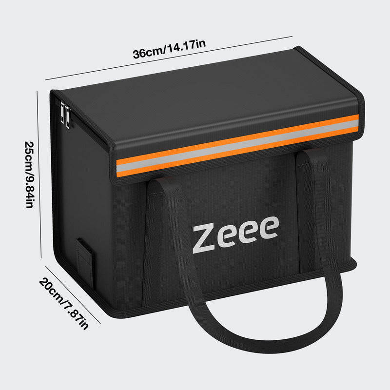 Zeee Lipo Battery Bag Fireproof Explosionproof Safe Bag Extra Large Capacity Lipo Battery Storage Guard Safe Pouch for Charge & Storage(14.17 * 7.87 * 9.84in) - Large Size black