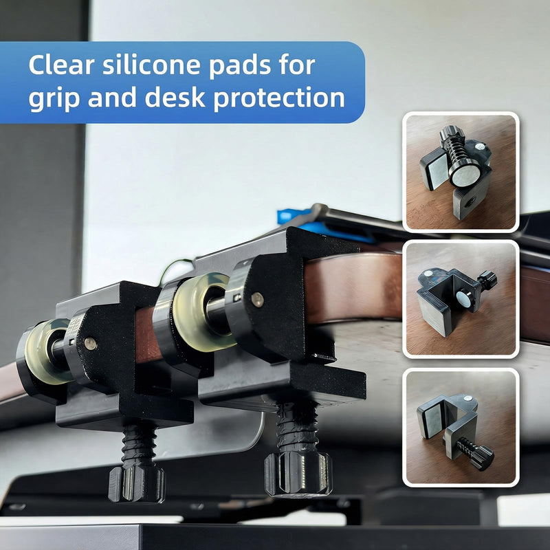 Standing Desk Anti Wobble Stabilizer Clamp 2 Pack, Helps Reduce Standing Desk Wobble, No-Drill Desktop Clamp with Rubber Roller for 1 Inch Desk Tops (Fits 0.5"–1.2") Black (2-pack 0.5"–1.2" Desk Thickness)