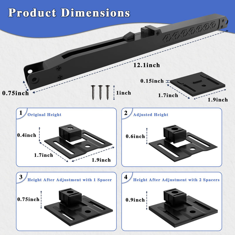 2PCS Barn Door Soft Close Mechanism, Upgraded Universal Weight Compatibility Support Door up to 160lbs, Effortless Opening Smooth Closing Hole-Free Sliding Door Hardware Spring Buffer Damper Black
