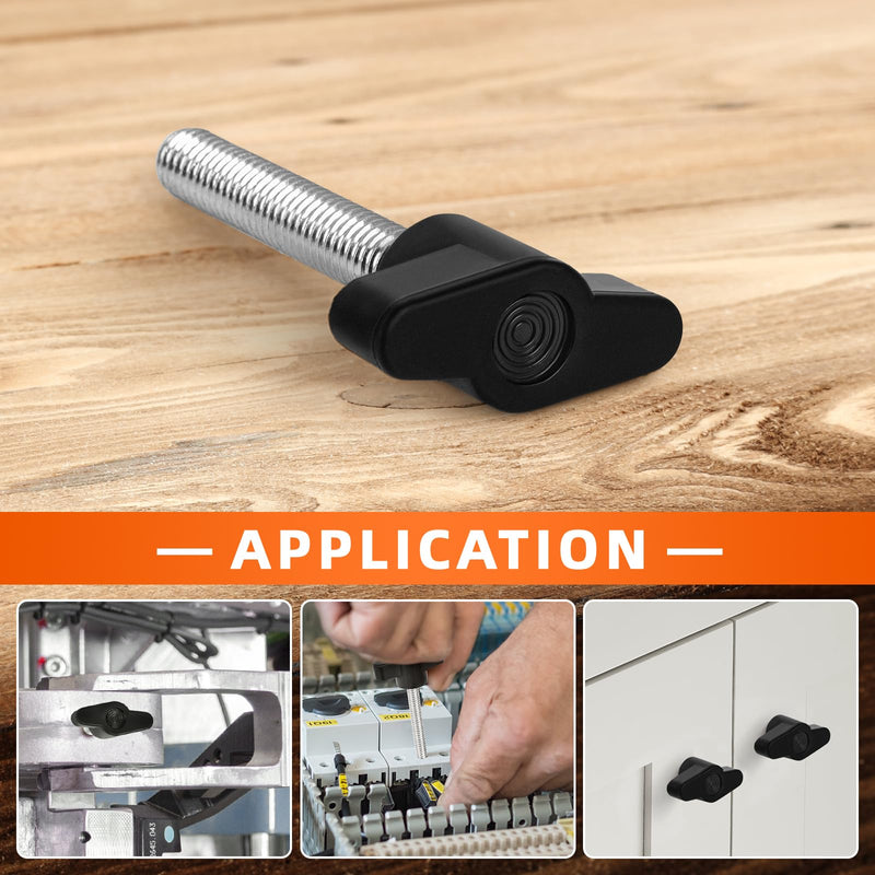 M6 x 15mm Z Type Handle Thumb Screws Plastic Head Mechanical Handle Bolts T-Shaped Wing Adjustable Knobs Carbon Steel, 5 PCS M6 x 15mm