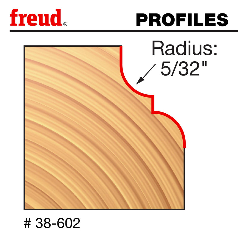 Freud 38-602: 1-1/8" (dia.) Classical Cove & Round Bit with 1/4" shank, 5/32" large radius