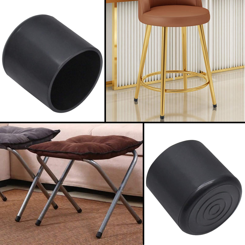 20Pcs Round Rubber Furniture Leg Caps 1"/25mm Vinyl Flexible Chair Leg Floor Protectors/Covers Plastic End Caps for Patio/Indoor Furniture Leg Caps Railing (Black) 1 Inch 20