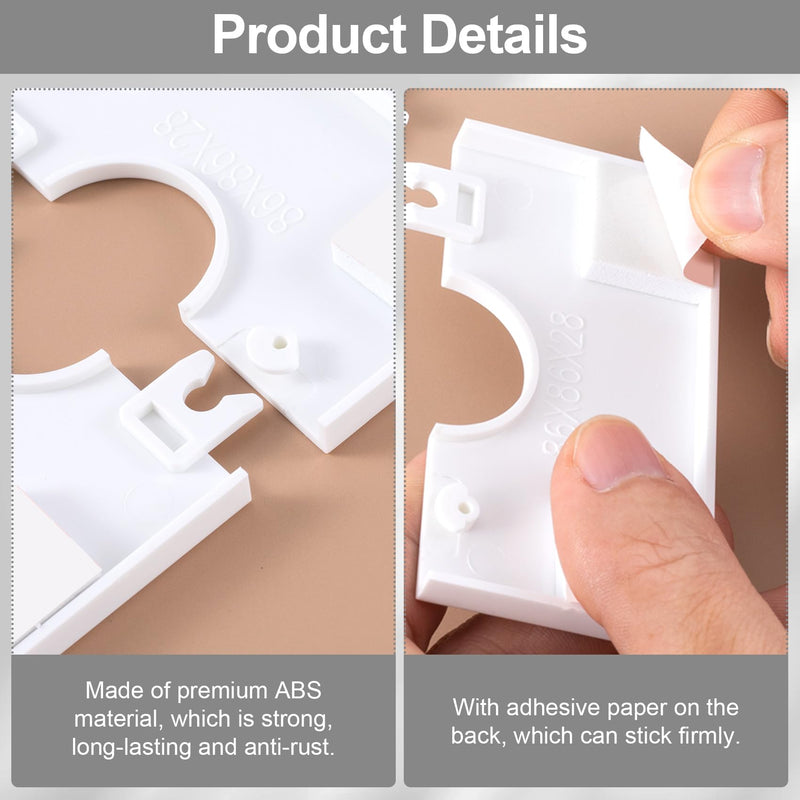 2pcs Escutcheon Plate Wall Split Flange, 28mm/1.1in ABS Wall-Mounted Water Pipe Flange Cover, Self-Adhesive Square Plumbing Cover Plates for Kitchen Toilet- White 2-White