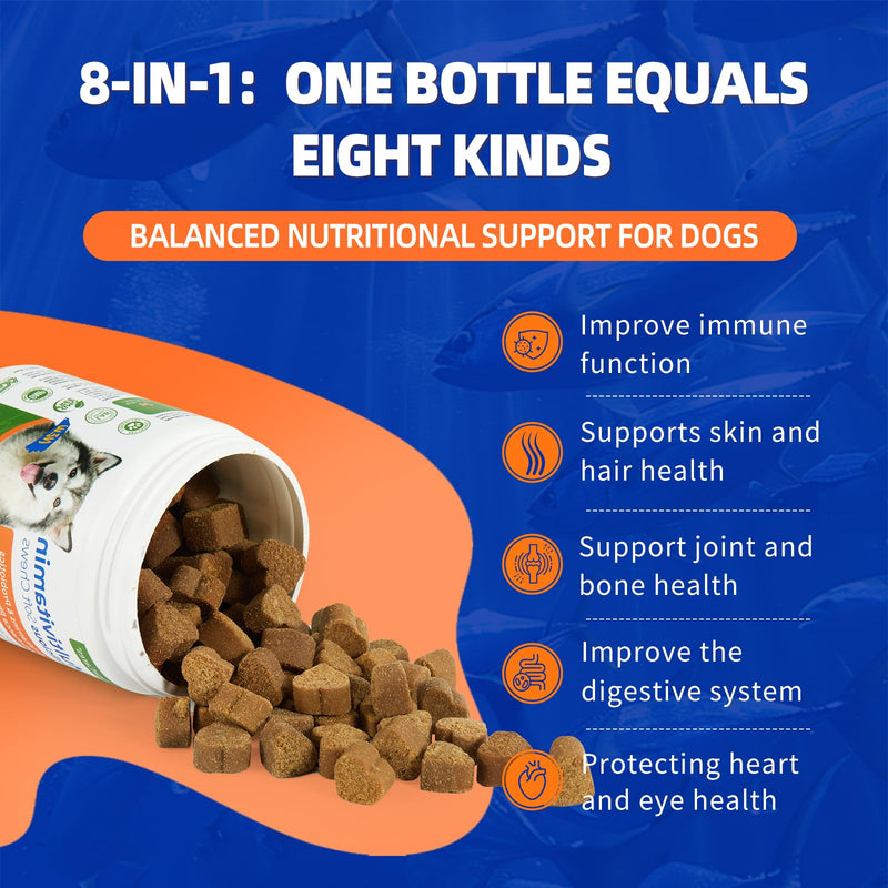 Dog Multivitamin Soft Chews — Glucosamine, Probiotics & Omega 3 for Hip & Joint Support, Skin & Coat, Immune & Digestive Health — Senior Dog Vitamins for All Breeds, Chicken Flavor, 15 Count 15 Chews*1