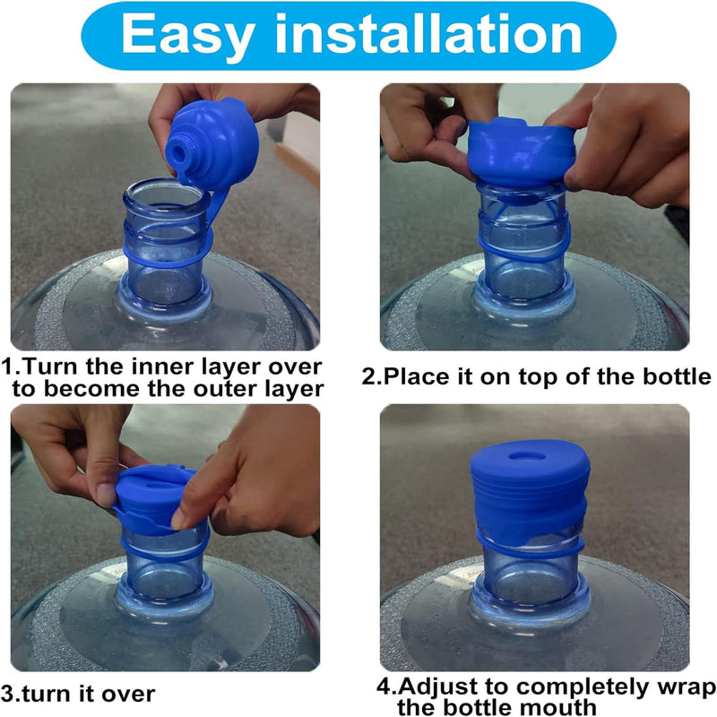 3 & 5 Gallon Water Jug Cap Reusable, Food Grade Silicone Replacement Gallon Caps for 55mm Standard/Screw/Crown Tops Water Bottle and Water Dispensers, Non-Spill Lids for Anti-Splash, Leak Free (3PCS) 3
