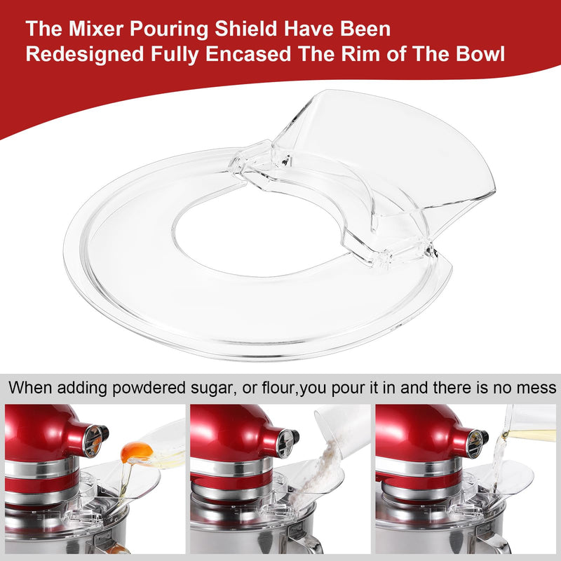 Pouring Shield for KitchenAid-Secure Pouring Shield with Removable Pour Spout for KitchenAid 4.5-5 Quart Tilt-Head Stand Mixers, Splatter Guard Fits for Stainless Steel, Glass, Ceramic Bowls Pouring Shield for 4.5-5 Qt Tilt-Head Stand Mixers