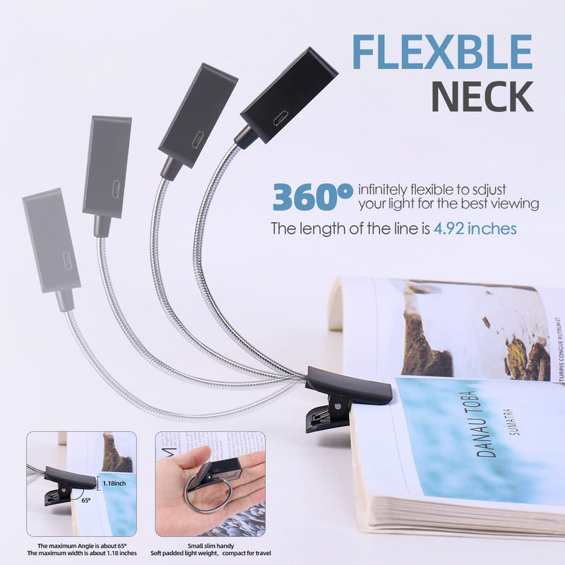 KunHe Rechargeable Book Lights Bulk, Clip on Light for Reading at Night in Bed, Stepless Dimming 3 Color Temperatures Stocking Stuffers for Kids,Book Lovers, 8 Pack 3 Modes 8.0