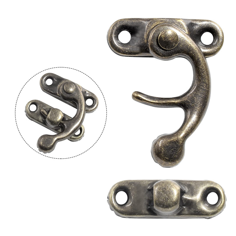 10Pcs Swing Arm Right Latch Hook Hasp, Wooden Jewelry Box Decorative Horn Lock for Jewelry Storage Box, Bronze 10