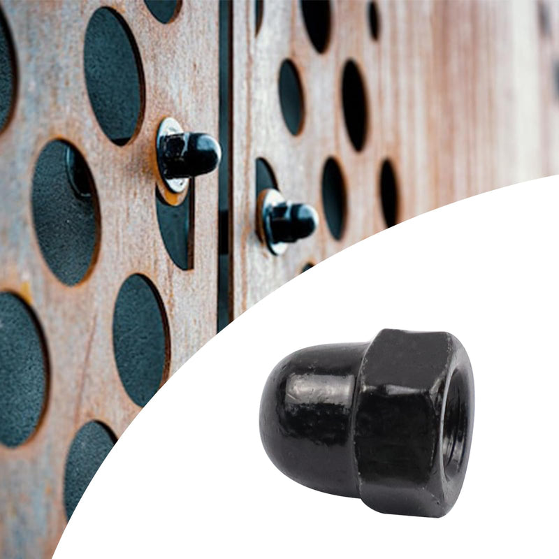 Antrader M4 Thread Dia Dome Cap Head Carbon Steel Nickel Plating Acorn Hex Nuts 50pcs, Flat Black M4 50pcs, Black