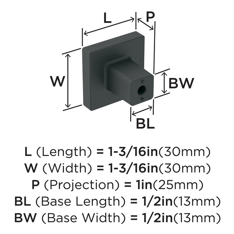 Amerock | Cabinet Knob | Matte Black | 1-3/16 inch (30 mm) Length | Monument | 1 Pack | Drawer Knob | Cabinet Hardware