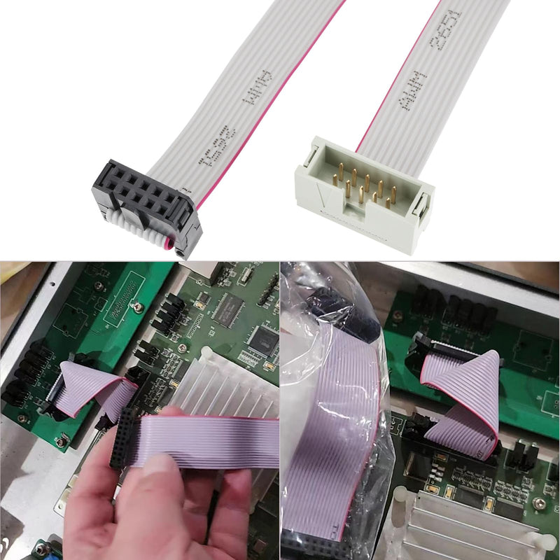 2Pcs 10 Pins IDC Extension Cable IDC Extension Jumper Connector Male to Female IDC Extension Cable 2.54mm Pitch Double Row Flat Ribbon Cable