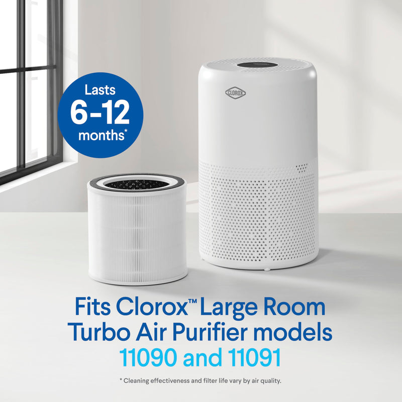 Clorox Large Room Turbo True HEPA Replacement Filter, up to 1,650 Sq. Ft. Capacity, 12090