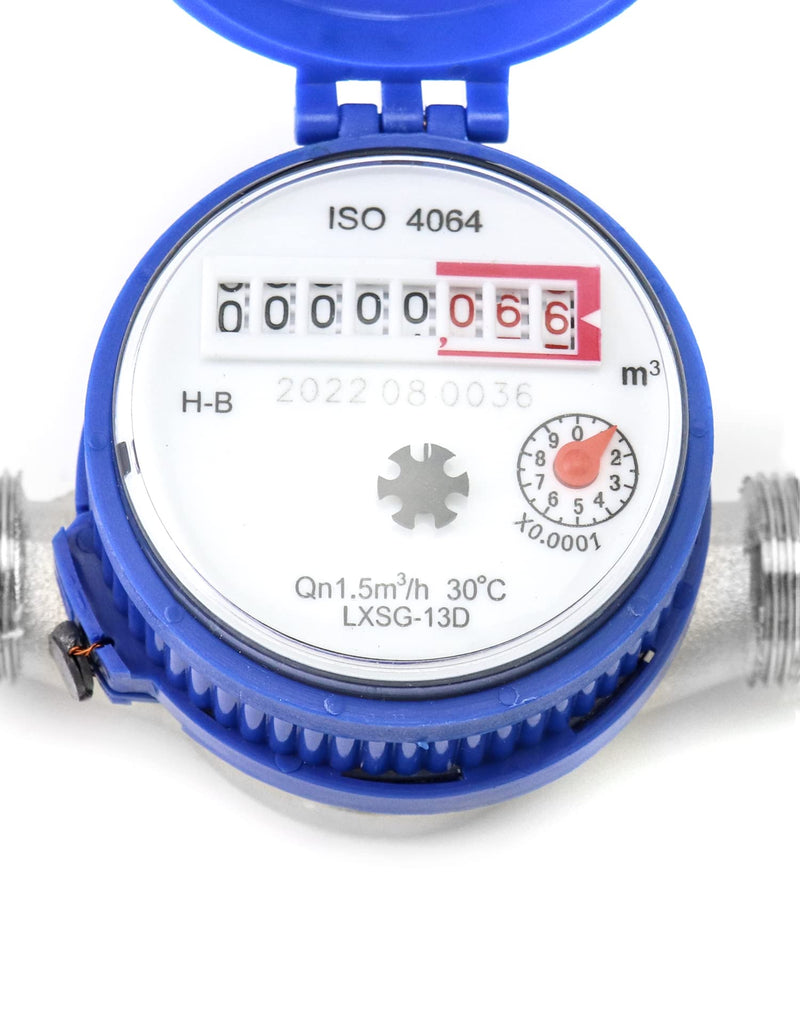 QWORK Water Meter, 1/2" NPT 304 Stainless Steel Cold Water Flow Meter with Pulse Output, for Garden and Home Use, Includes 2 pcs 1/2"NPT Thread Adapter 1 Pack - NewNest Australia