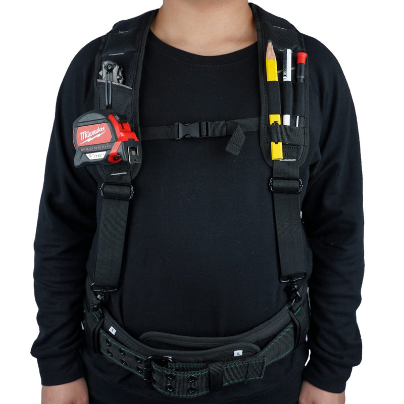 KUNN Tool Belt Suspenders Padded Carpenter Construction Electrician Work Suspender with Attachment Loops for Men,Black SW001-BLK