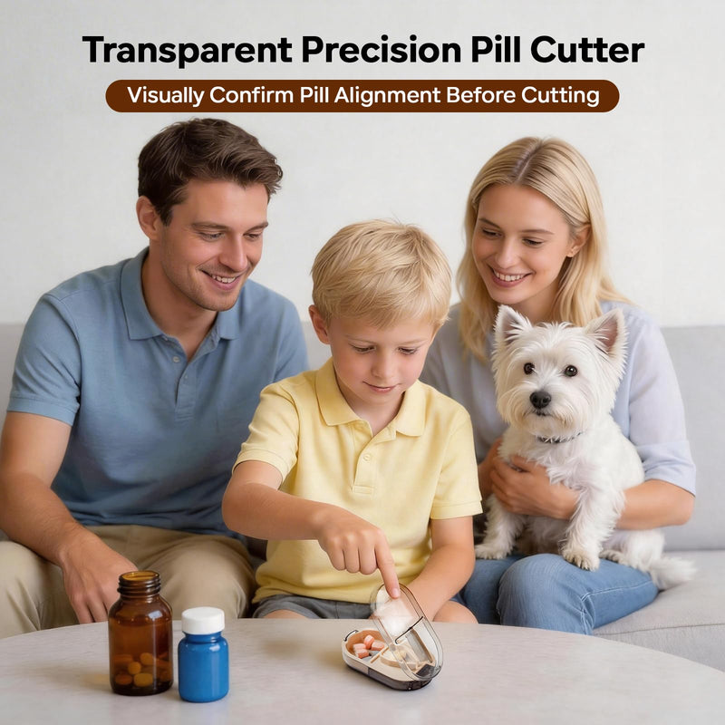 Daviky Pill Cutter Splitter with Removable Silicone Pad, Safe and Precise Cutting for Large, Small & Tiny Pills, Vitamins and Tablets, Stainless Steel Blade, Travel Size, BPA Free 1 PCS