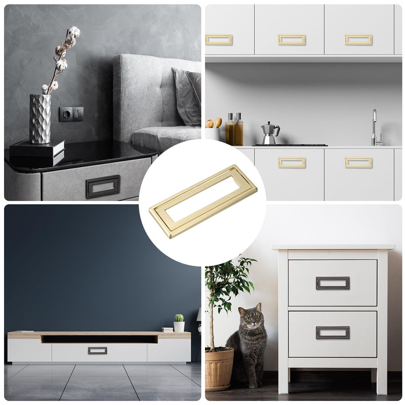 uxcell 4 Pcs Flush Pull Handle, 3.8 Inch Hole Center Hidden Recessed Furniture Grip Cabinets Door Square Pull Ring Handles with Screws for Drawers Cupboard, 4.5 Inch Length, Gold 3.8"