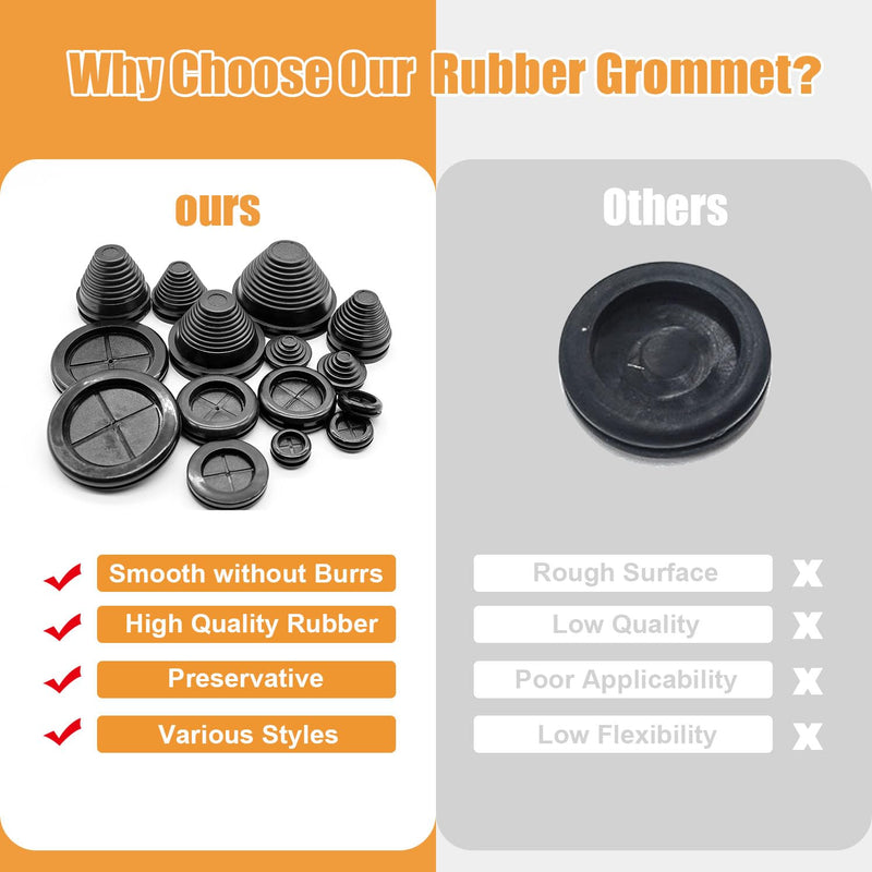 mankk Rubber Grommet Kit Firewall Grommet Wire Grommet Tower Shaped and Round Double Sided Rubber Hole Plug with Retractable Box Knife for Wire Protection