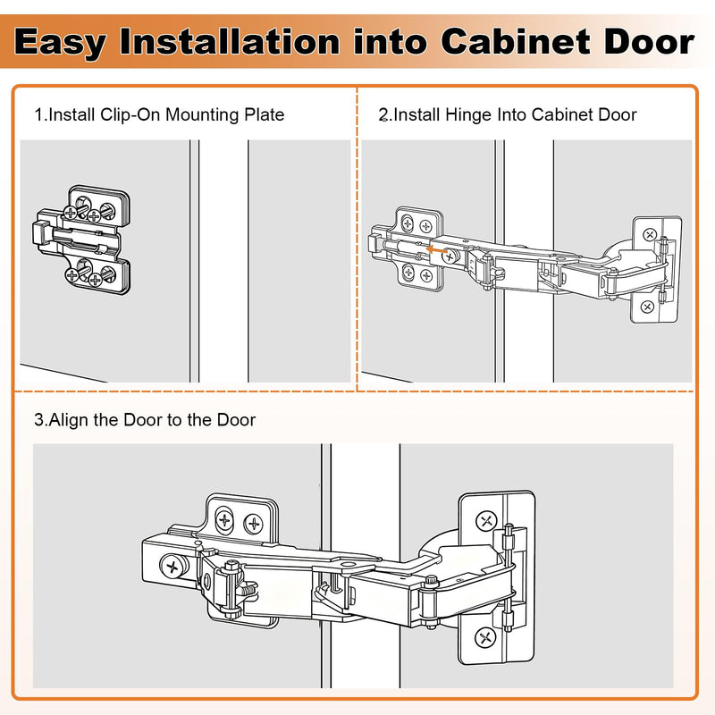 Probrico Soft Close Cabinet Hinges, 165° Concealed Hinges (4 Pairs/8 Packs) - Frameless Lazy Cabinet Hinge, Free-Open Design for Kitchen Corner Cabinets 8