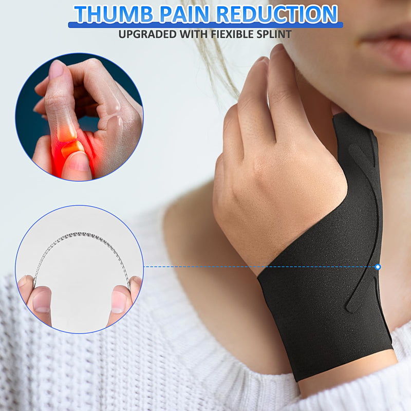 Thumb Wrist Brace Copper Compression Stabilizer Thumb Support Spica Splint for Carpal Tunnel, Arthritis, Tendonitis and TFCC Pain Relief - Women & Men - Fits Left or Right Hand - Breathable, Soft and Medium