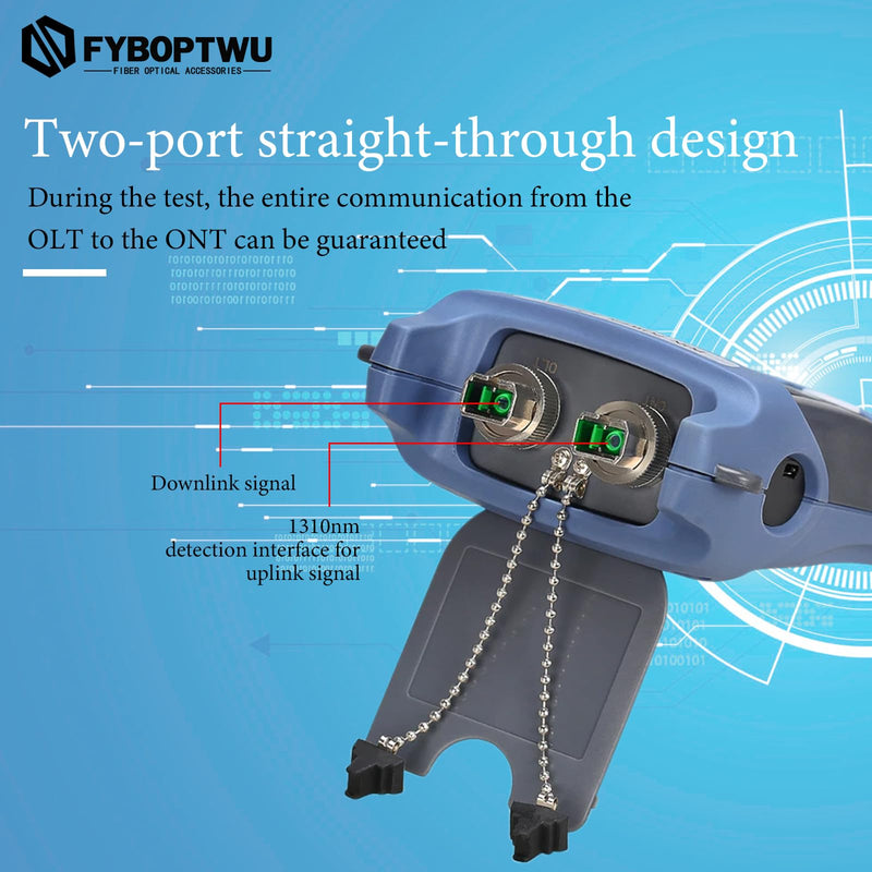 Optical Fiber Cable APC PON Power Meter Tester Tool ONT OLT Handheld PON Network Detection Online Fiber Tester with FC SC APC Adapter SC-APC