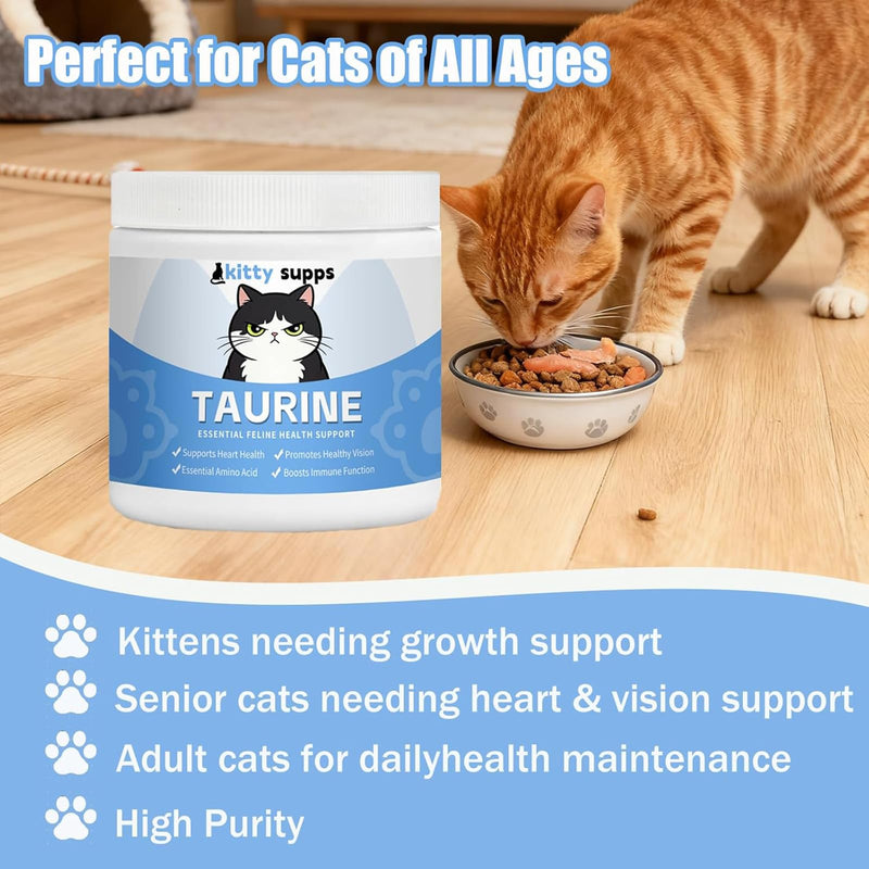 1PCS Kitty Supps Taurine for Cats,KittySupps Taurine for Cats,Taurine Supplement,Immune Support, Boost Energy & Vitality & Daily Wellness, 200 Grams/Bottle (1) 1