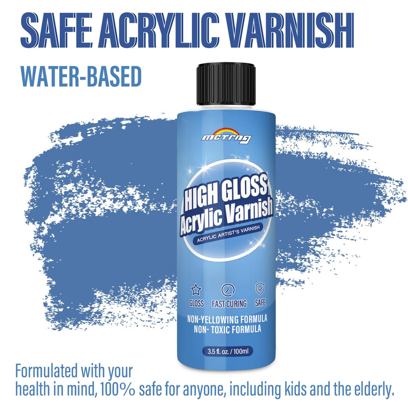 Gloss Varnish for Acrylic Painting, Artist's Acrylic Varnish, Non-Yellowing, Non-Toxic, Anti-Crazing, High Gloss Finish, for Artwork, Acrylic Paint, Suitable for Pro Artists, Hobby Painter