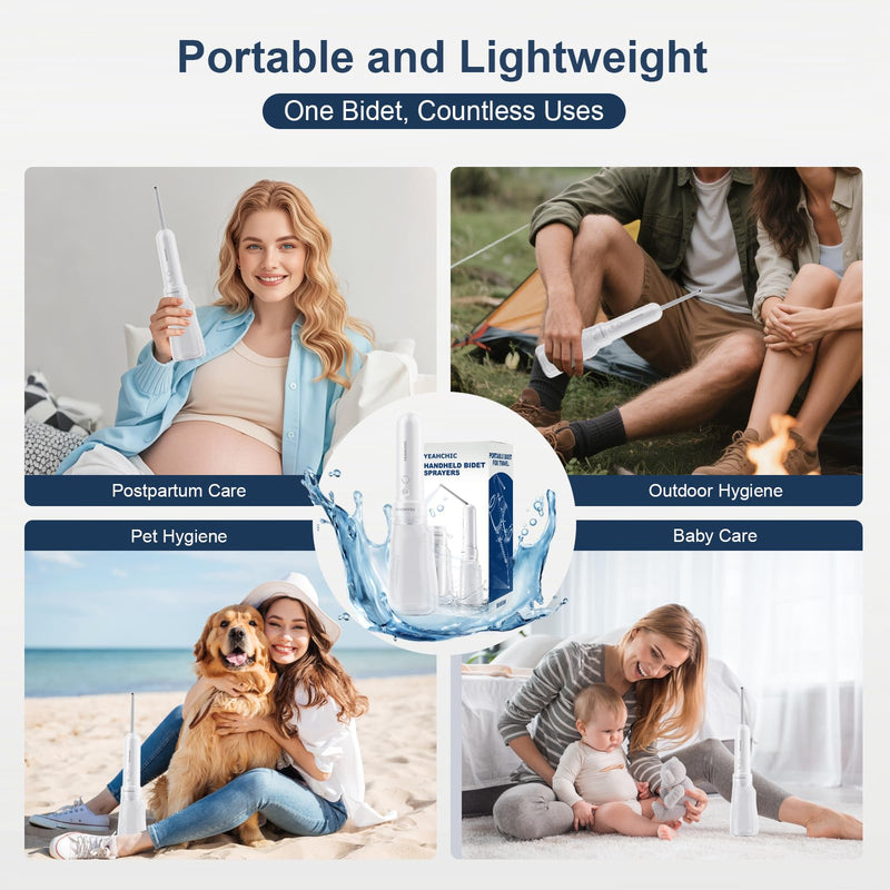 Portable Travel Bidet USB-C Rechargeable 400ml 3‑Mode Adjustable Pressure | IPX7 waterproof, cordless design, clean anywhere anytime – perfect for men, women, babies & postpartum care