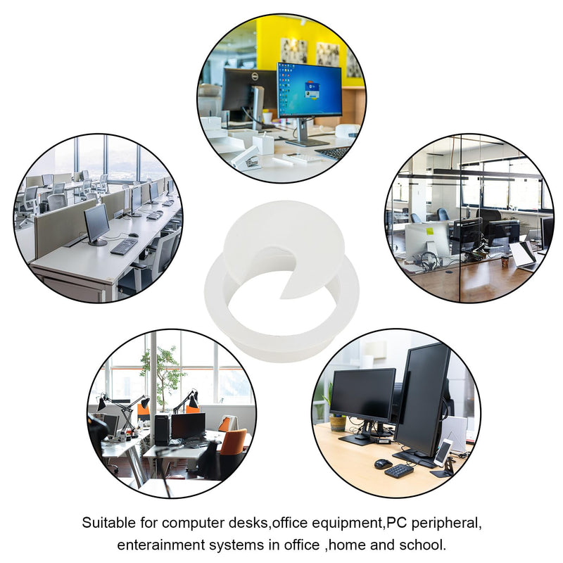 20 Pack 2 Inch/50mm Round Plastic Desk Grommets, White Wire Organizer Caps, PC Computer Port Cable Hole Cover Plug Bushings, Perfect for Hide Data Cords in Office Desk 20PCS 50mm / 2 Inch