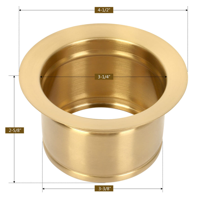 Extended Garbage Disposal Flange,Deep Garbage Disposal Sink Flange for Kitchen Sink Fit for 3-1/2 Inch Standard Sink Drain Hole,Gold Deep Kitchen Sink Flange