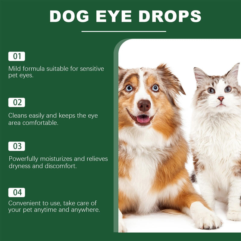 JoanofArc Pet Eye Drops for Cats & Dogs - Natural Safe Formula Soothes Itching, Dry Eyes & Tear Stains, Improves Vision Clarity, Gentle Cleaner for All Animals, 60ml