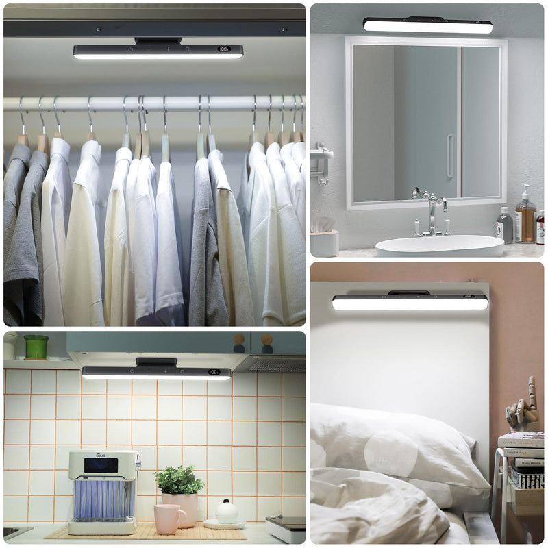 WILLED 3W Dimmable Mirror Lights,3 Colors Adjustable Wall Light with 120 LED,Touch Control,2000mAh Rechargeable Battery Makeup Light, Magnetic Stick Light Bar for Cabinet,Kitchen,Closet,Bedside,Desk Touch Control