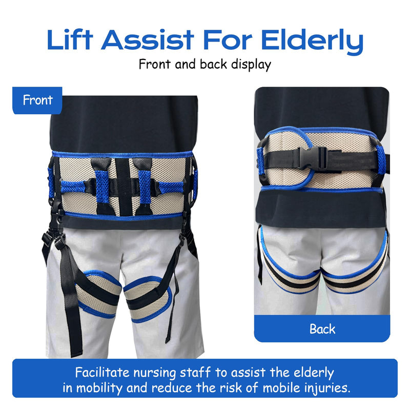 Adjustable Gait Belts for Seniors with Handles, Gate Belts Medical for Elderly, Transfer Belt for Elderly and Disabled, Safety Belt for Elderly Walking, Transfer Sling to Wheelchair (Blue) Blue