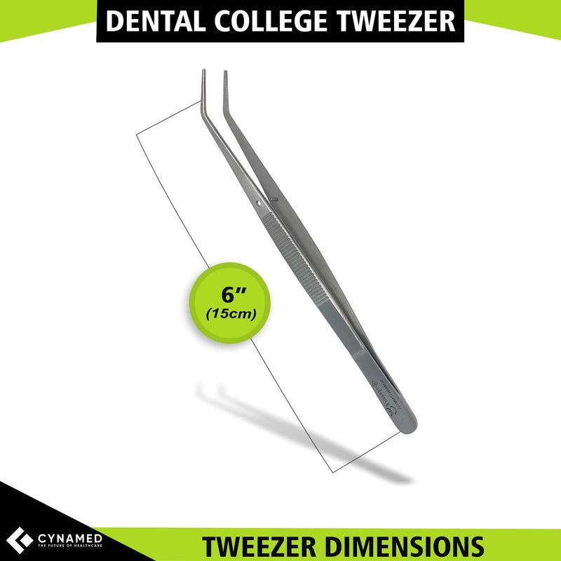 Cynamed Premium Dental College Tweezer Tools-Stainless Steel with Curved Serrated Tip Multipurpose Forceps for Oral Care Denture Teeth Cleaning (1) 1 - NewNest Australia