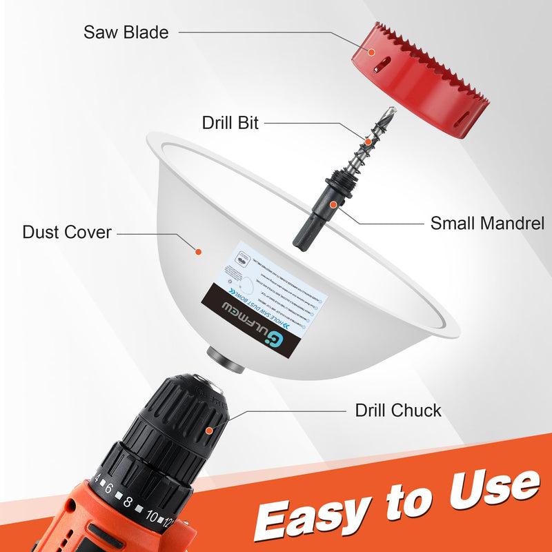 Hole Saw Dust Bowl, Silicone Transparent Drill Dust Collector for Installing Recessed Lights and Various Drilling Tasks, Works with All Hole Saws, Adds Bearings for Durability and Smoother Drilling