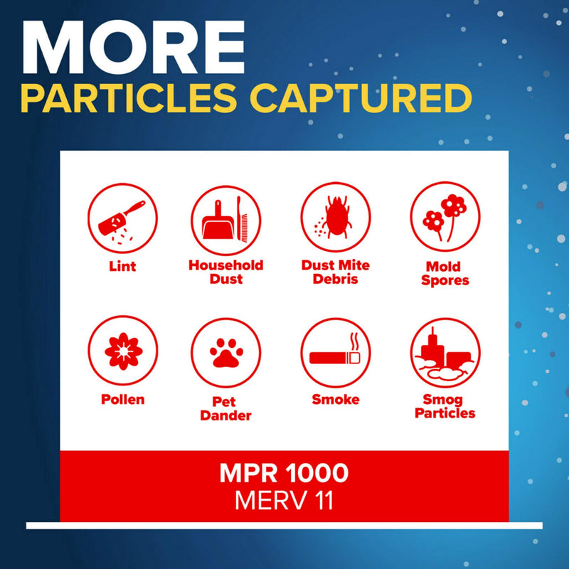 Filtrete 20x25x1 AC Furnace Air Filter, MERV 11, MPR 1000, Micro Allergen Defense, 3-Month Pleated 1-Inch Electrostatic Air Cleaning Filter, 2 Pack (Actual Size 19.688 x 24.688 x 0.84 in) 20 x 25 x 1