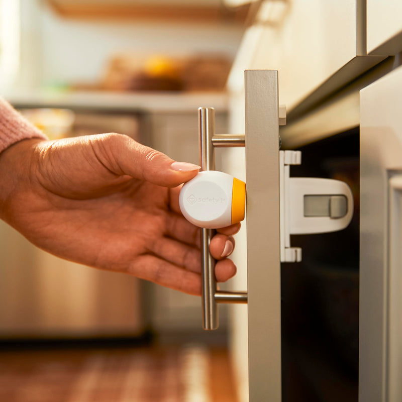 Safety 1st Adhesive Magnetic Cabinet Locks, Includes 2 Child Locks for Cabinets & Drawers, 1 Key, White 2 Locks + 1 Key